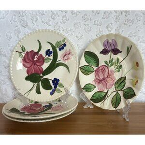 Blue Ridge Southern Pottery 4 Bread Plates 3 Bluebell Bouquet Candlewick Style